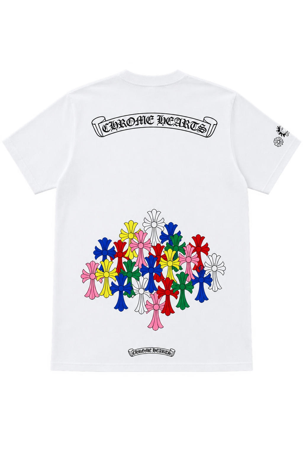 Multicolored chrome heart shortsleeved